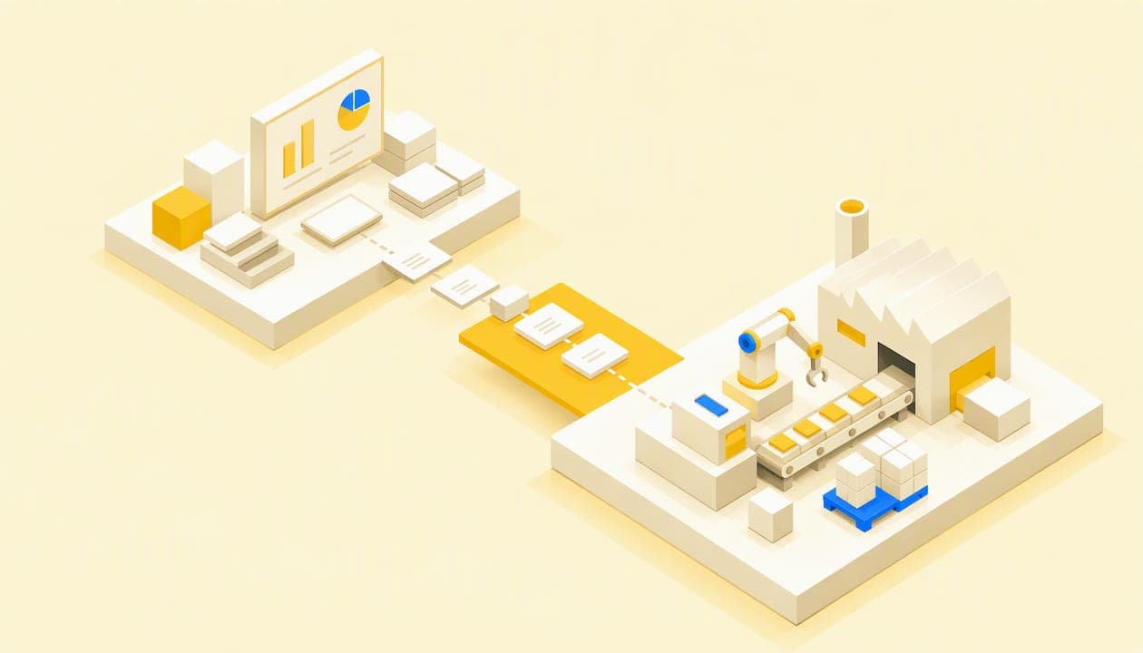 Illustration of the integration between MES and ERP